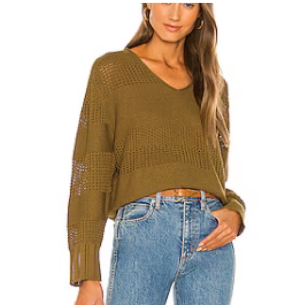 Rag & Bone Green Open Knit Pullover Sweater